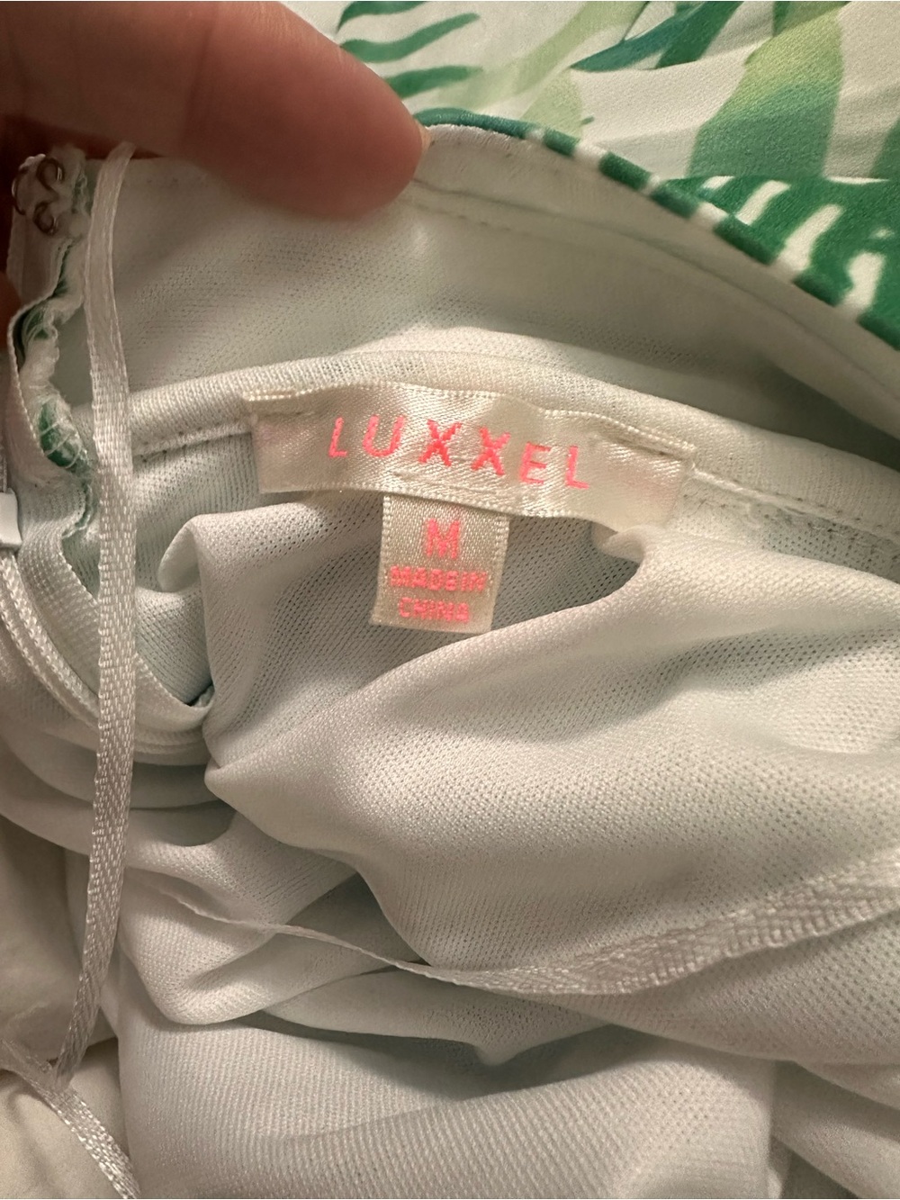 Luxxel White Dress with Green Leaf Print - Picture 4 of 5